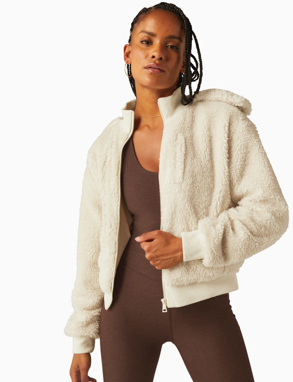 Borg Funnel Neck Relaxed Jacket