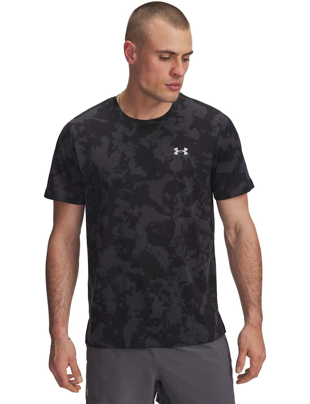 Under Armour Men's Launch Printed T-Shirt - M - Black Mix, Black Mix