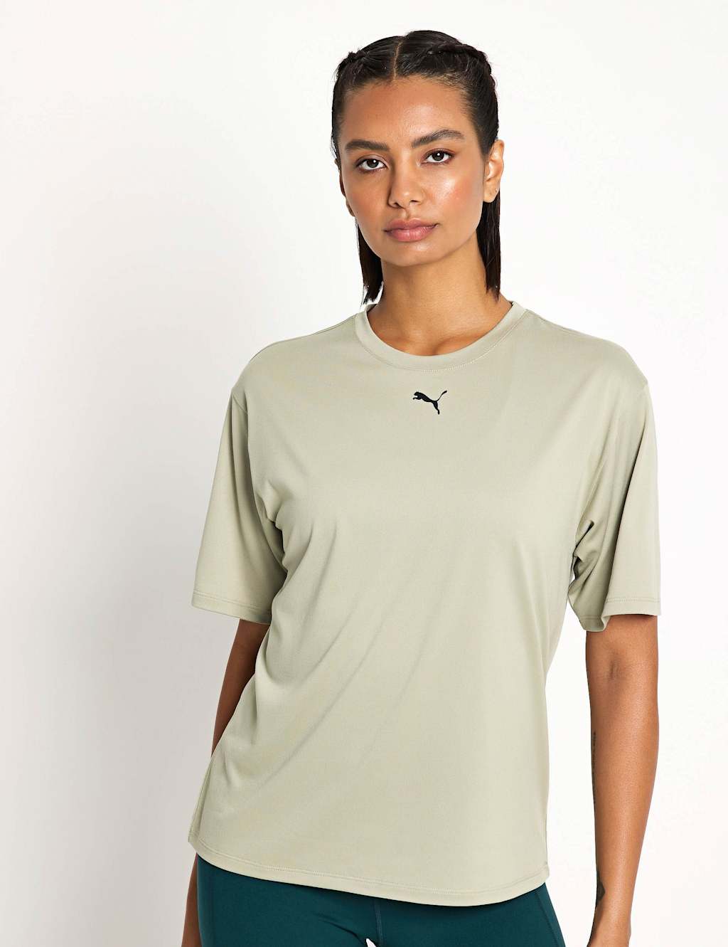 Puma Women's Essential Relaxed Fit Training T-Shirt - Dark Khaki, Dark Khaki