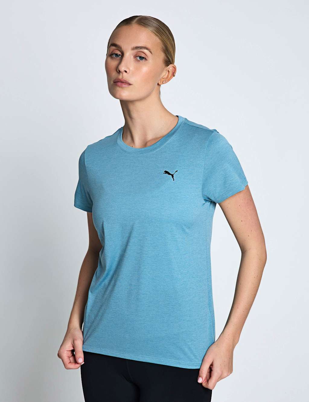 Puma Women's Tad Essential Heather Crew Neck T-Shirt - Medium - Blue