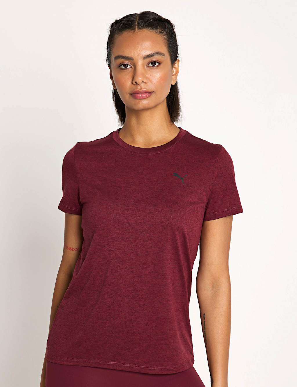 Puma Tad Essential Heather Crew Neck T-Shirt Burgundy