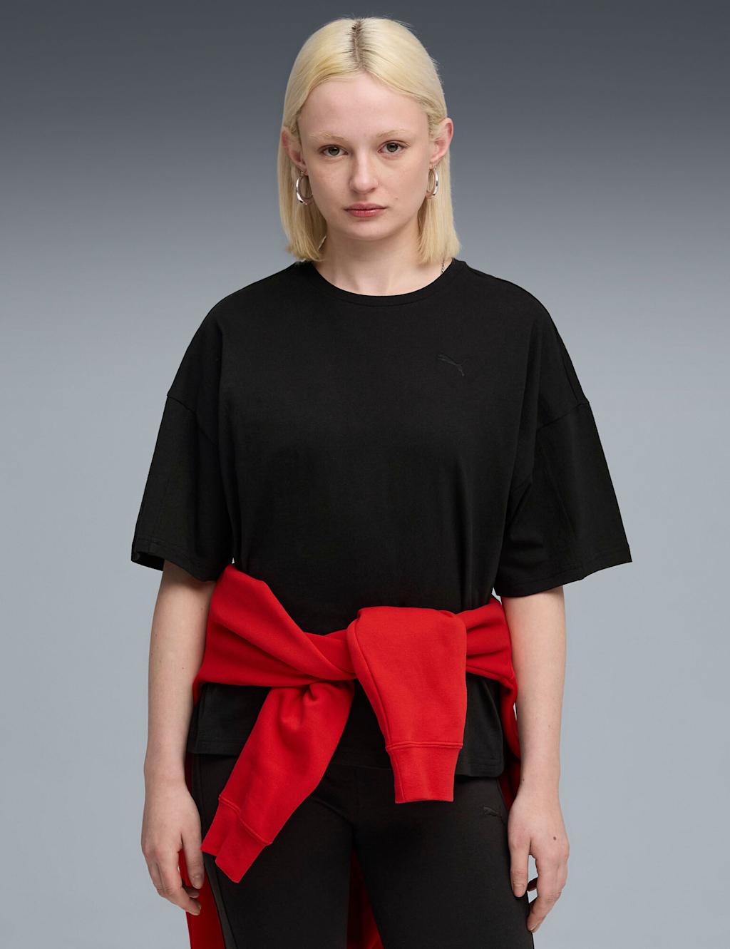 Puma HER Pure Cotton Crew Neck Oversized T-Shirt Black