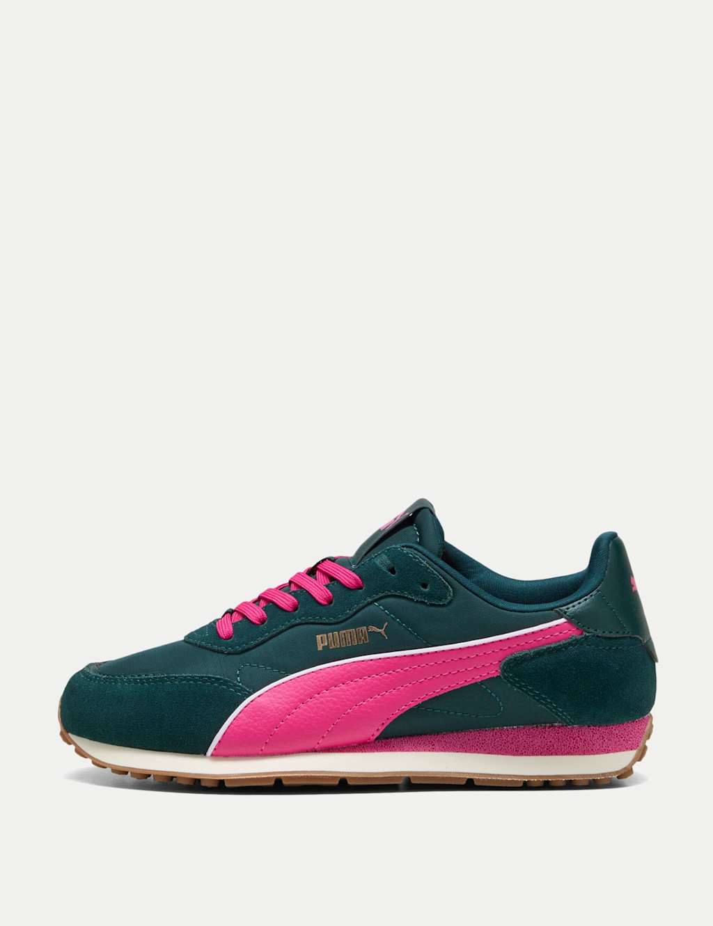 Puma St Miler Rose Suede Trainers Green Mix