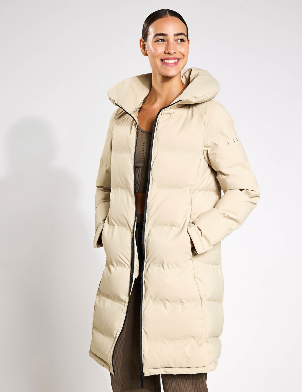 Funnel Neck Longline Puffer Coat