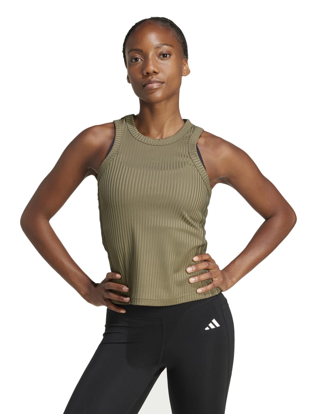 All Gym Seasonal Rib Tonal 3 Stripes Vest Top