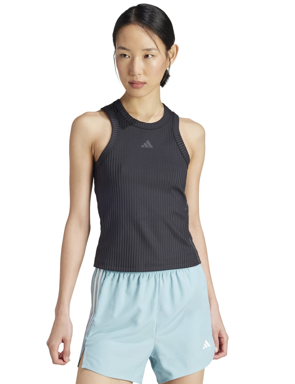 All Gym Seasonal Rib Tonal 3 Stripes Vest Top