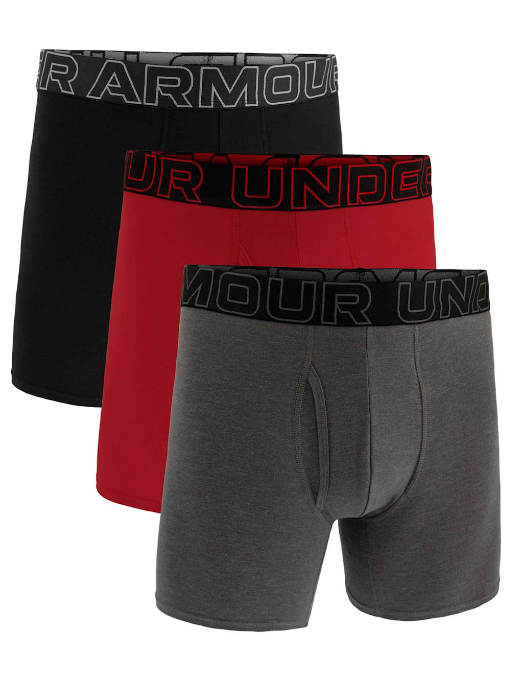Under Armour Men's 3 Pack Performance Cotton Rich Boxers - XL - Grey Mix
