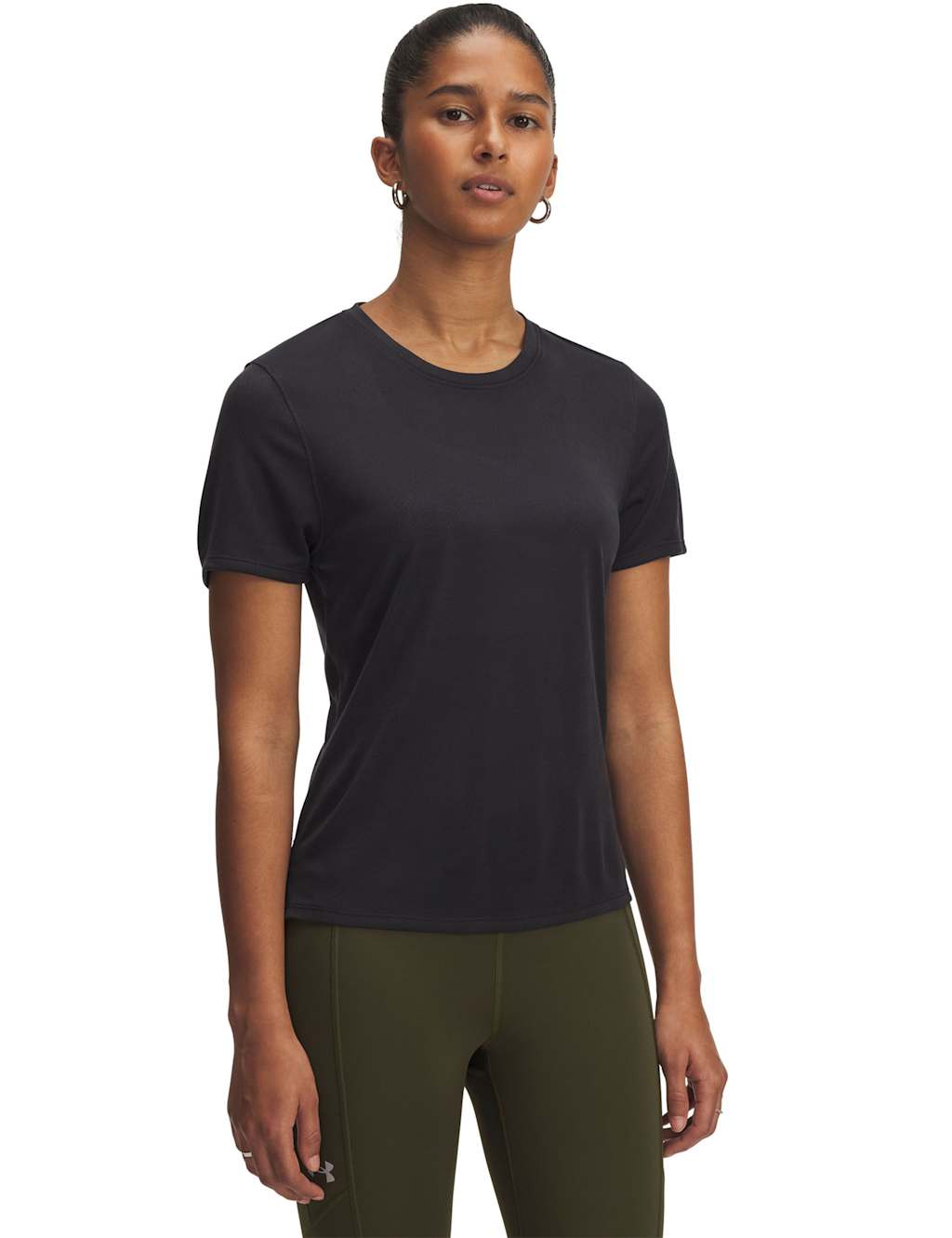 Under Armour Women's Launch Jacquard Short Sleeve T-Shirt - M - Black Mix, Black Mix
