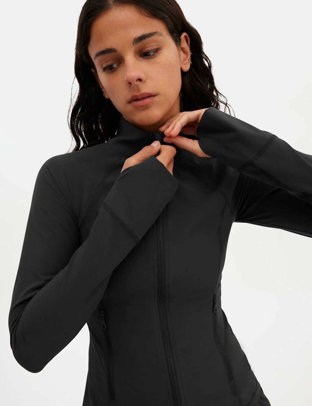 Girlfriend Collective FlexTrack Estrella Zip Up Running Jacket Black
