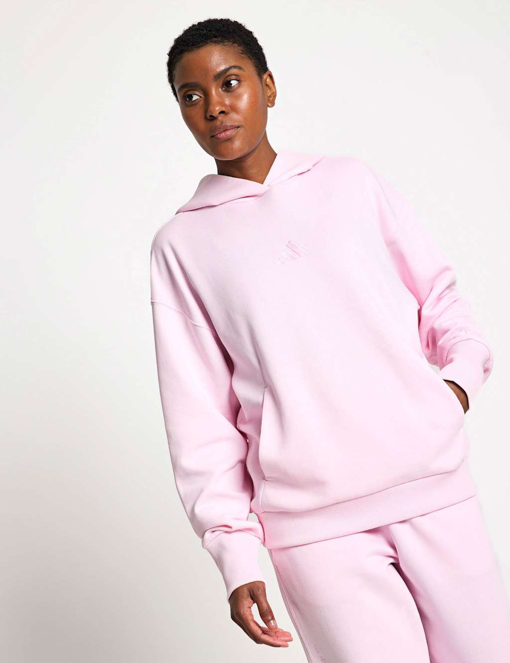 Adidas All SZN Cotton Rich Fleece Relaxed Hoodie Pink
