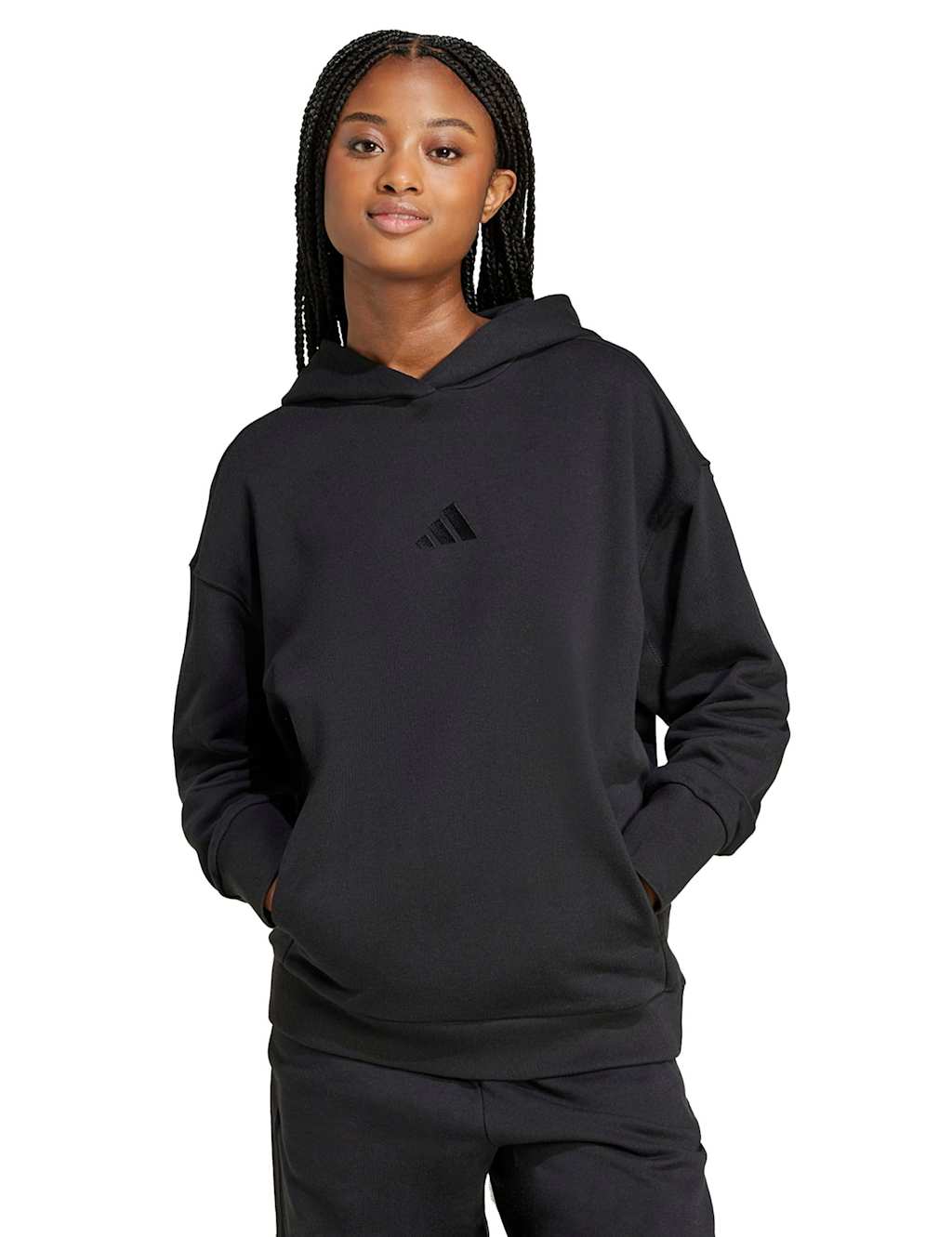 Adidas All SZN Cotton Rich Fleece Relaxed Hoodie Black/Black