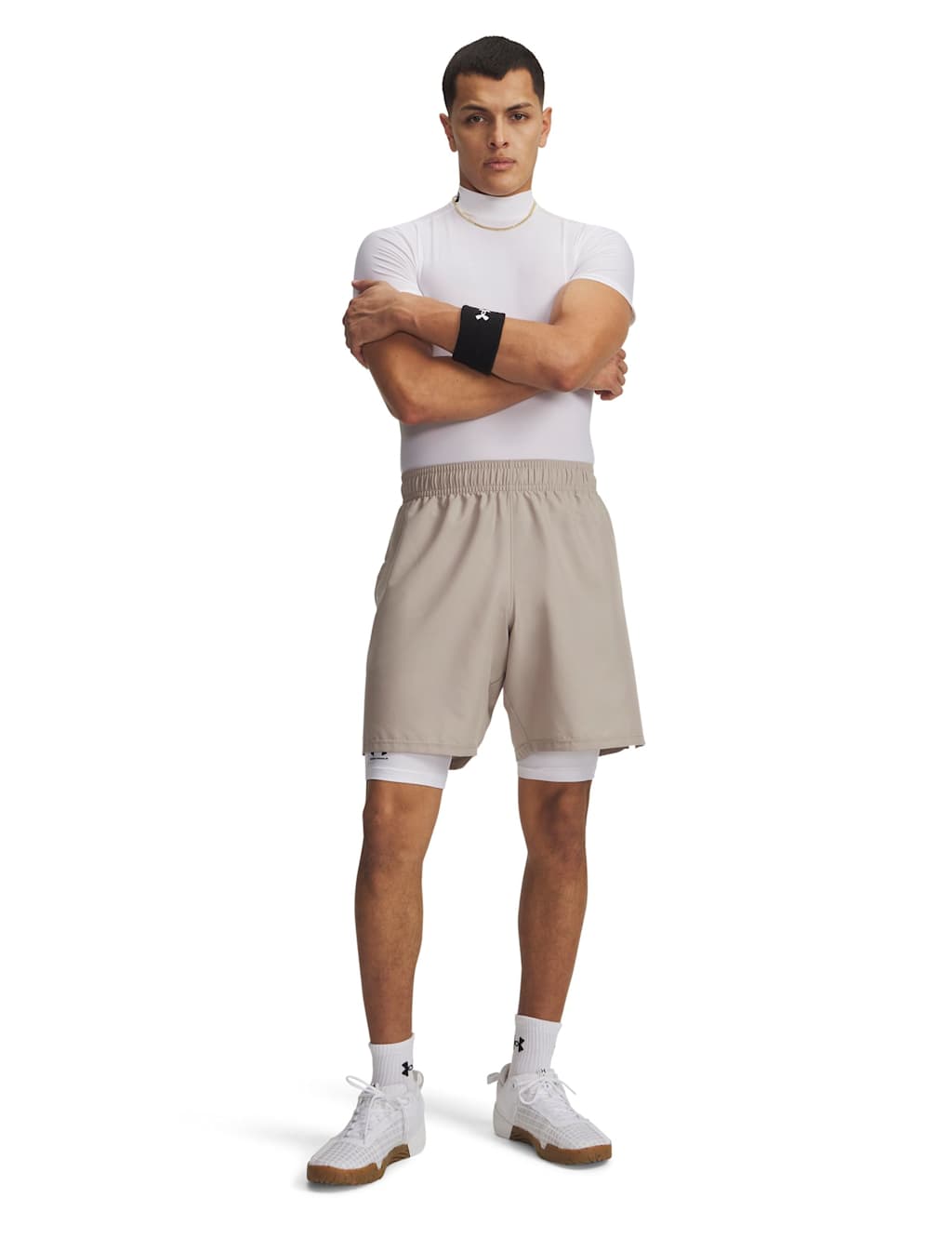 Under Armour Men's Woven Wordmark Shorts - XL - Taupe
