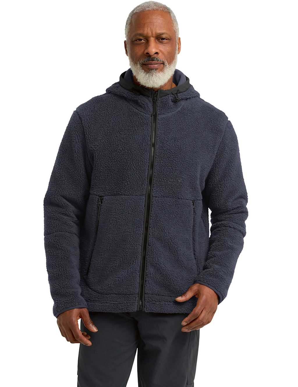 Jack Wolfskin Men's Stone Lite Hooded Fleece Jacket - M - Dark Navy, Dark Navy