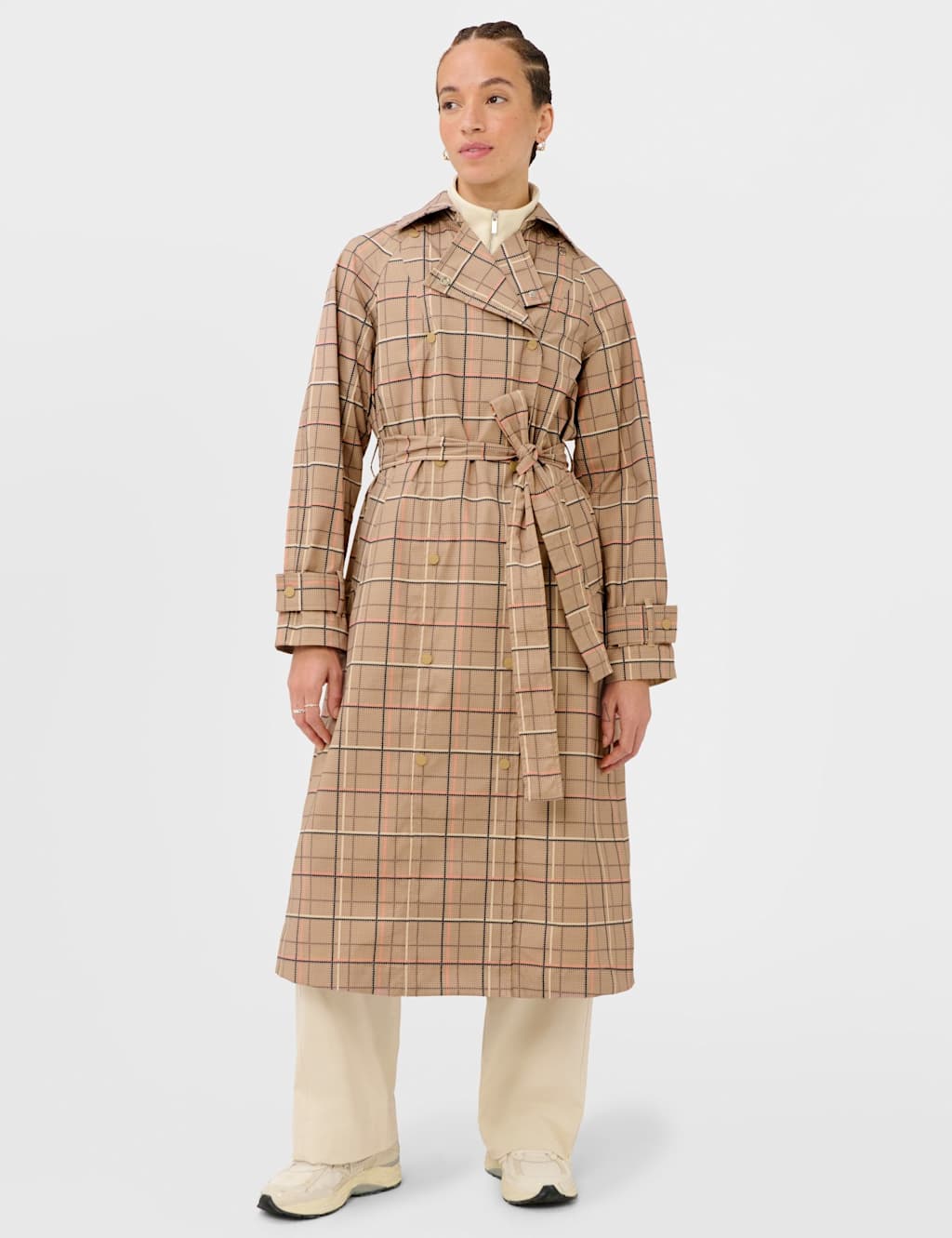 Sweaty Betty Women's Belted Double Breasted Relaxed Trench Coat - Small - Beige Mix