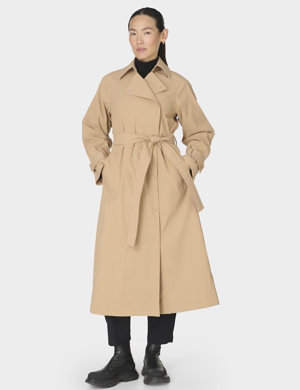 Sweaty Betty Belted Double Breasted Relaxed Trench Coat Light Brown