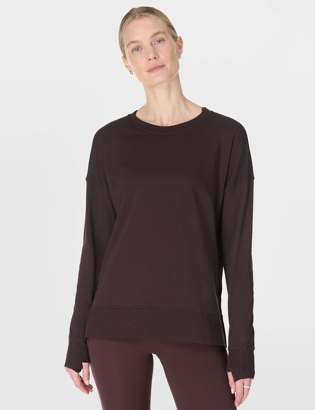 Sweaty Betty Women's After Class Cotton Modal Longline Sweatshirt - Small - Brown