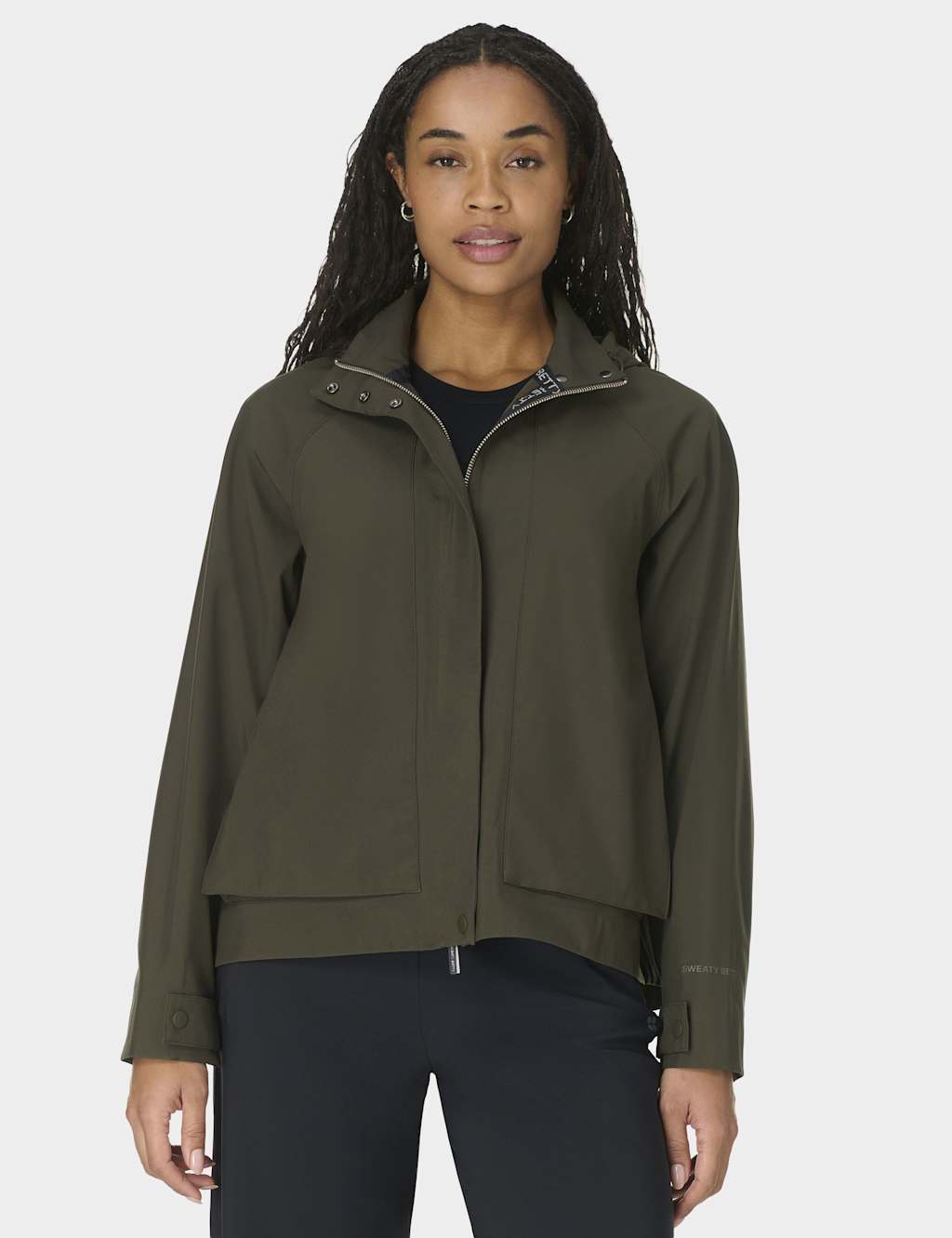 Sweaty Betty Women's Motion Waterproof Hooded Cropped Parka - Large - Green