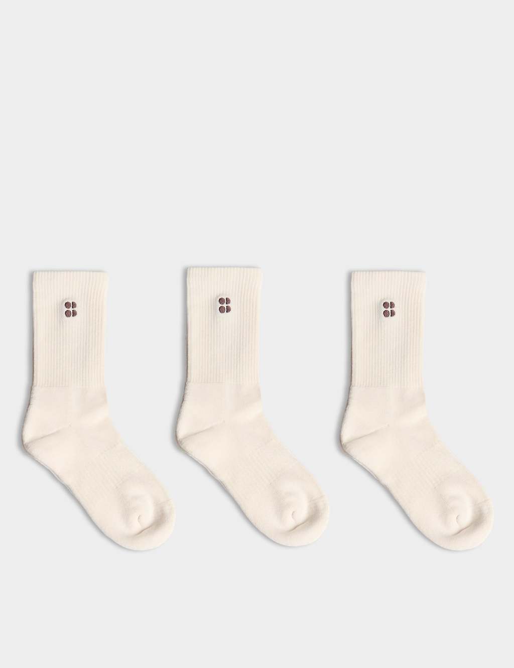 Sweaty Betty 3pk Essentials Cotton Rich Ankle High Socks Beige