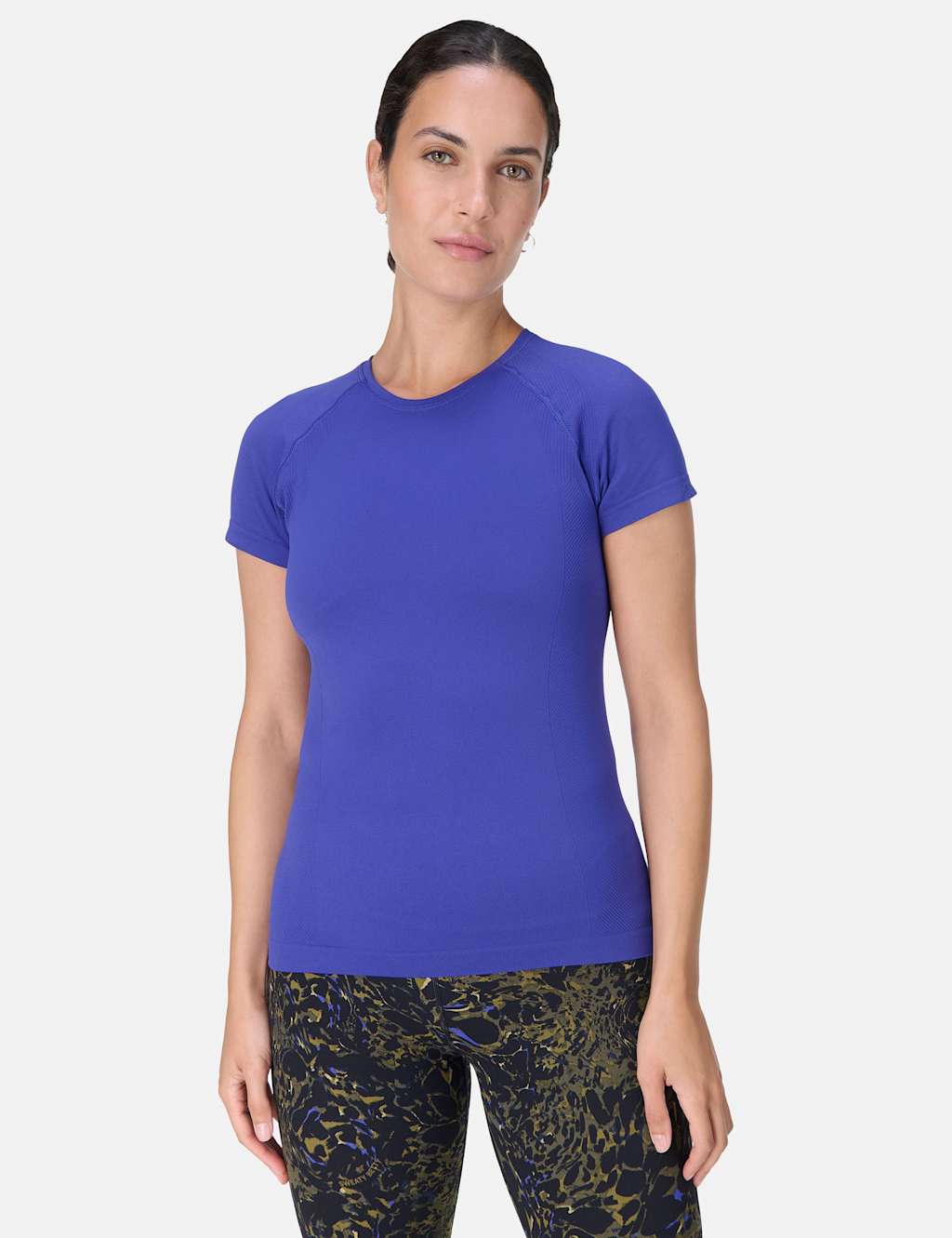 Sweaty Betty Athlete Seamless Crew Neck T-Shirt Mid Blue