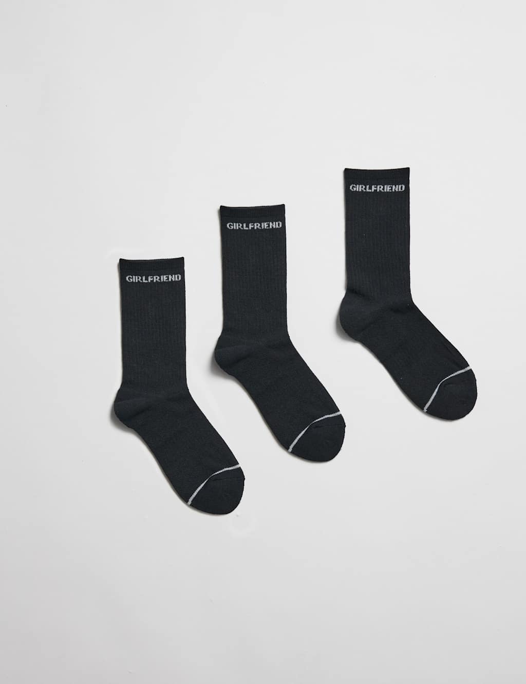 Girlfriend Collective 3pk Ribbed Ankle High Socks Black