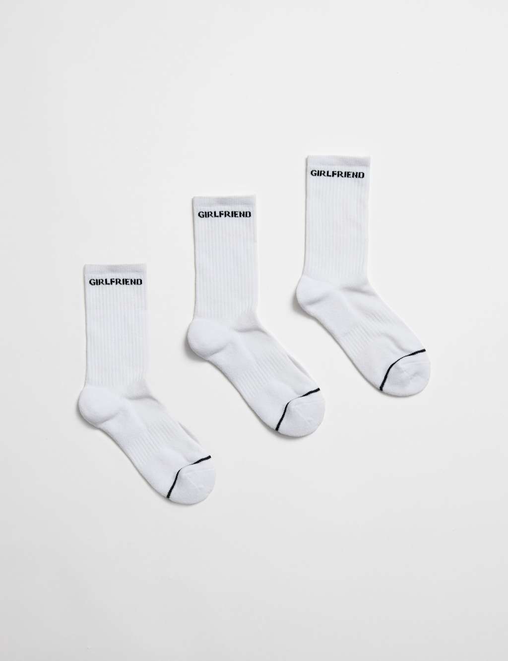 Girlfriend Collective 3pk Ribbed Ankle High Socks White
