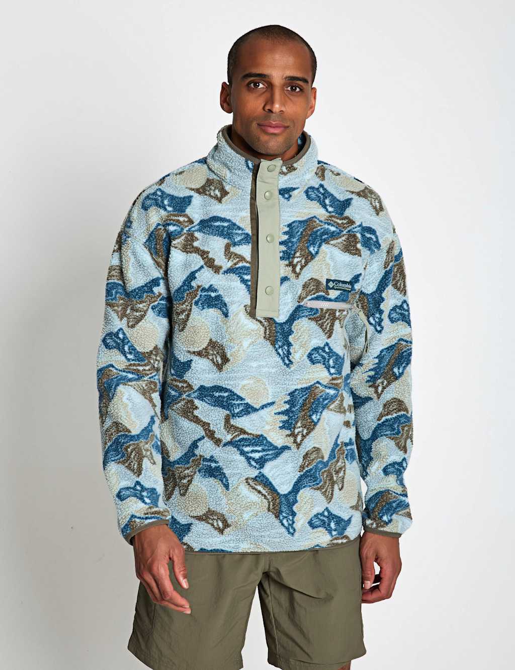 Columbia Men's Helvetia II Funnel Neck Sweatshirt - M - Blue Mix