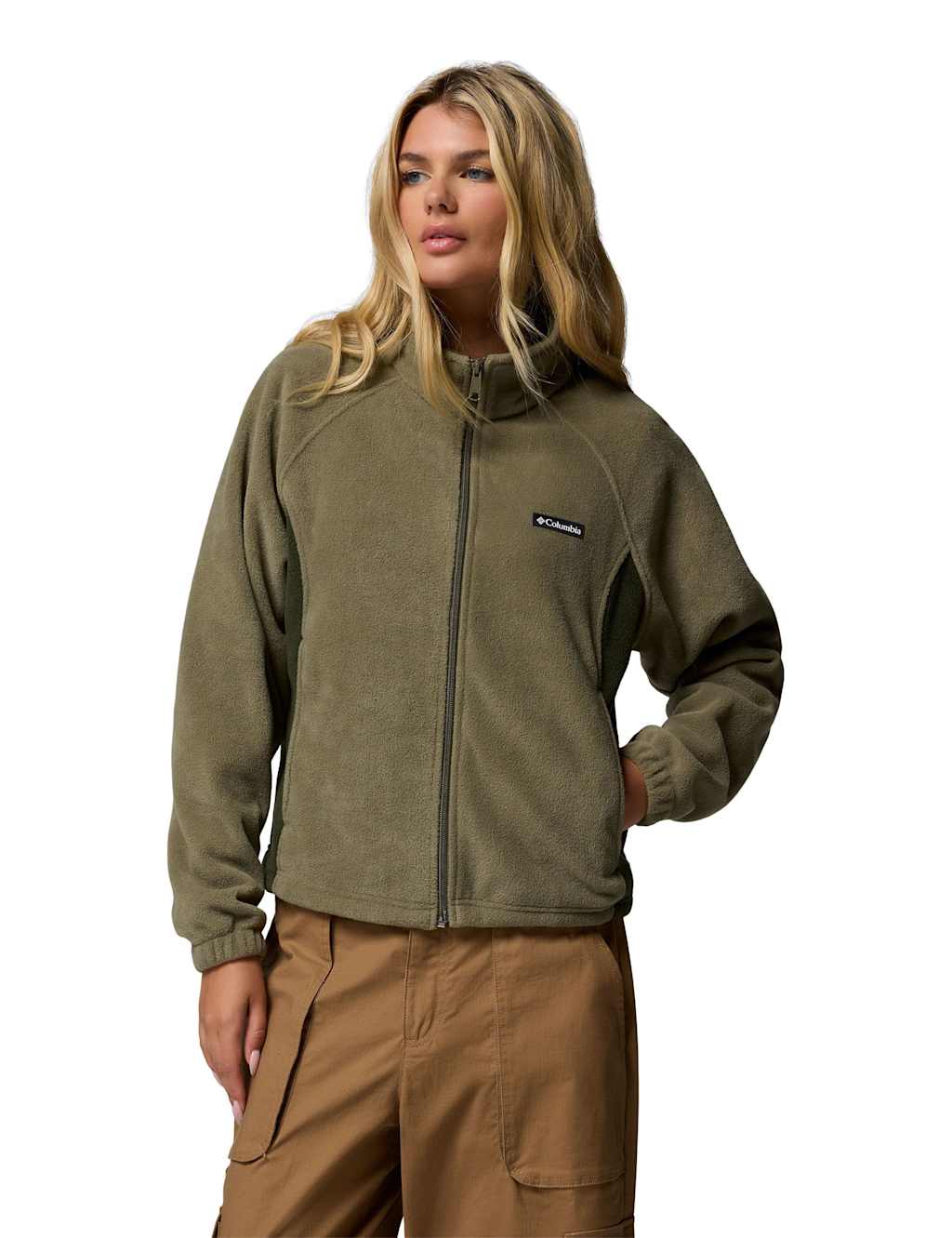 Columbia Benton Springs Relaxed Zip Up Fleece Jacket Khaki