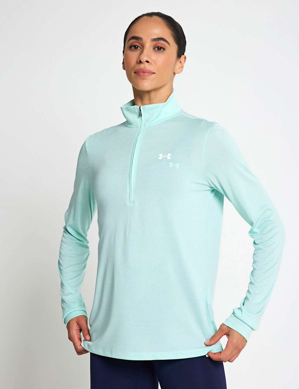 Under Armour Women's Tech Twist Half Zip Long Sleeve Top - Medium - Mint