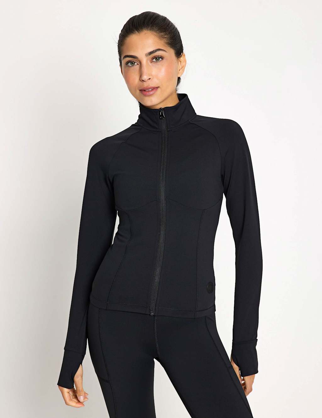 Lilybod Zuri Funnel Neck Zip Up Top Black