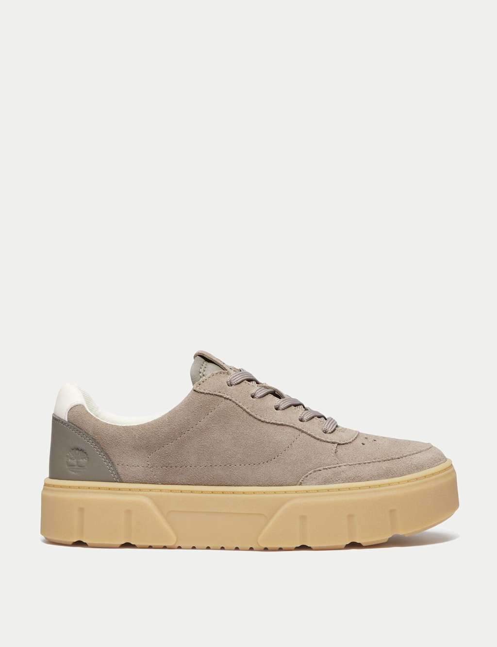 Timberland Laurel Court Leather Flatform Trainers Medium Grey
