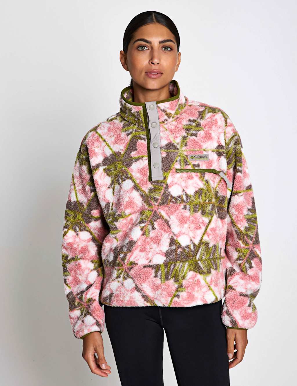 Columbia Women's Helvetia Funnel Neck Fleece Sweatshirt - Extra Large - Pink Mix
