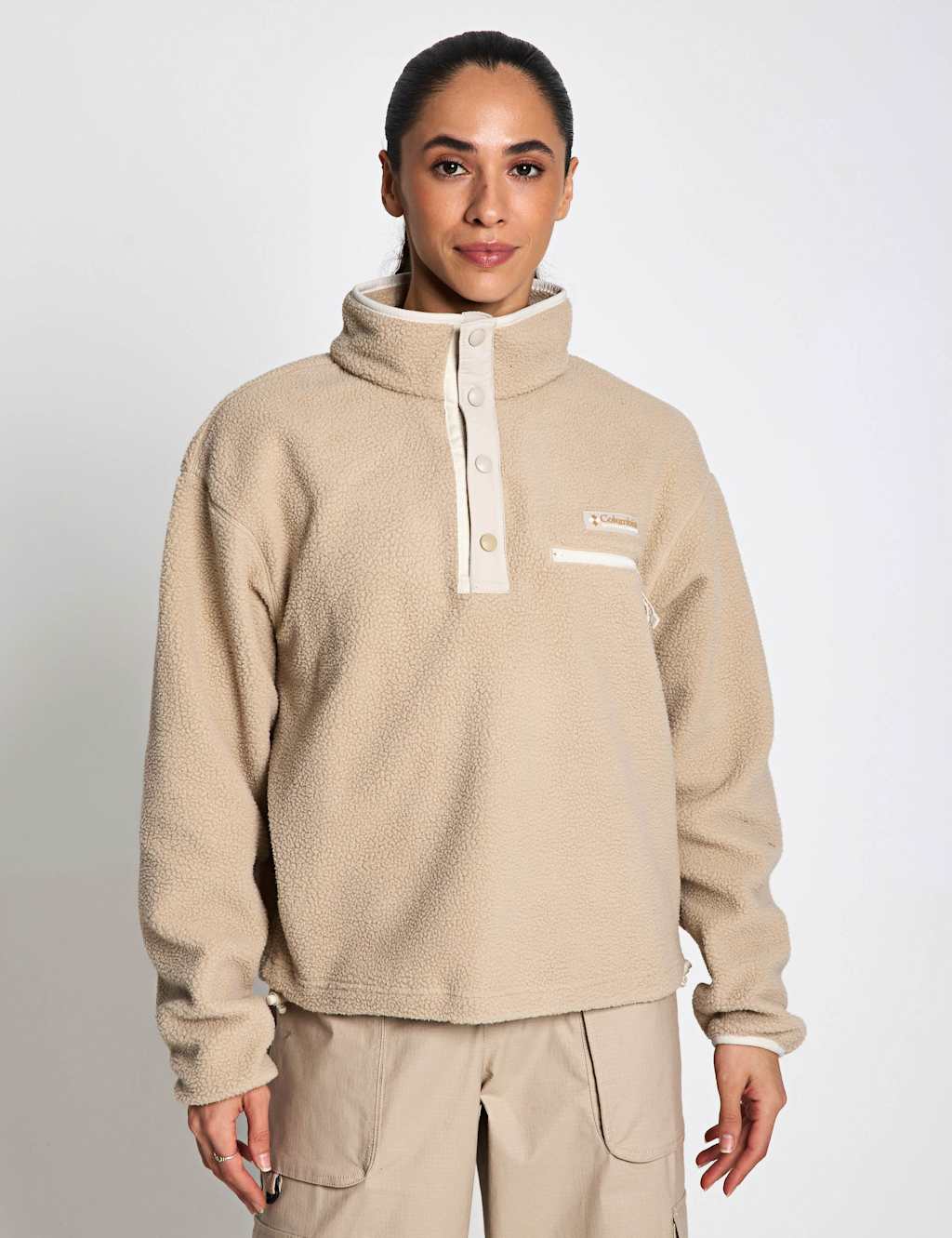 Columbia Women's Helvetia Funnel Neck Fleece Sweatshirt - Medium - Beige