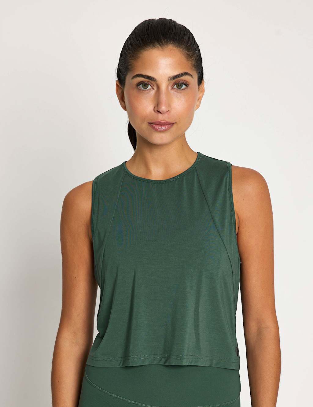 Lilybod Mia Modal Rich Crew Neck Relaxed Vest Top Dark Green