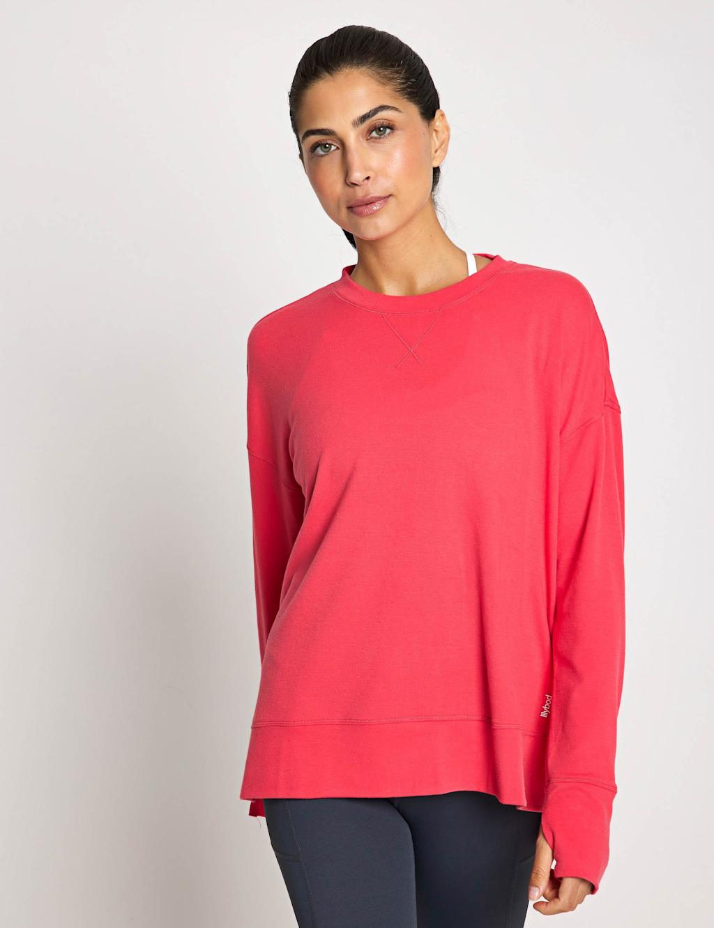 Lilybod Shelby Crew Neck Step Hem Relaxed Sweat-shirt Coral