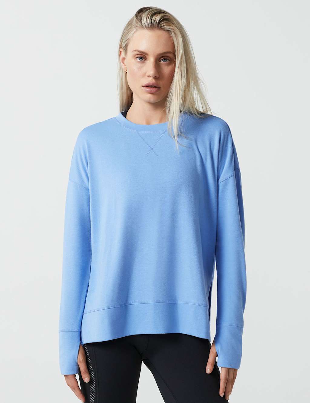 Lilybod Women's Shelby Crew Neck Step Hem Relaxed Sweat-shirt - Medium - Blue