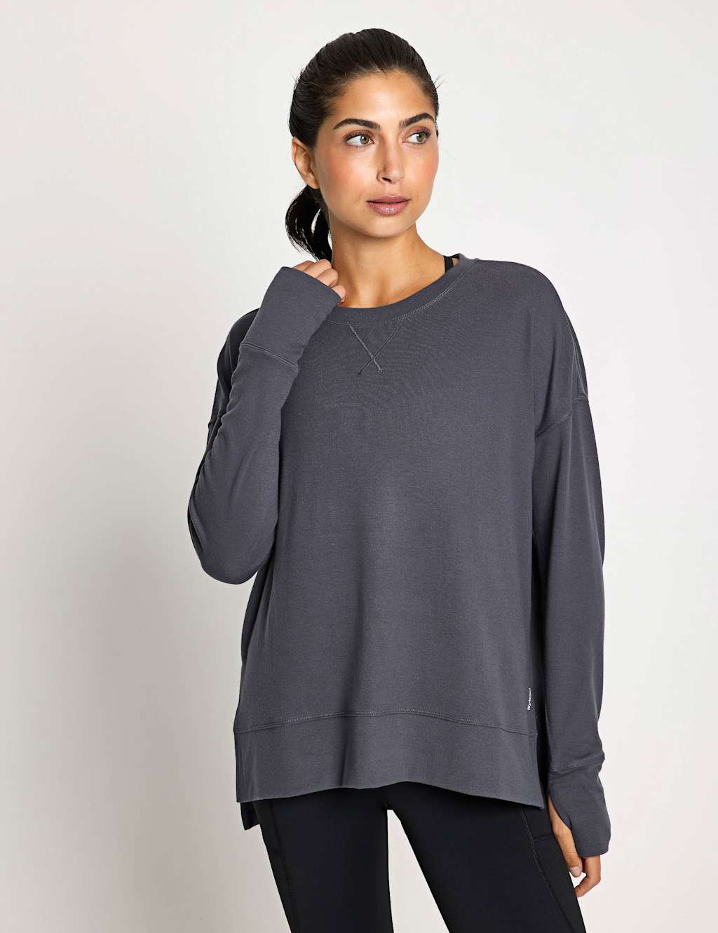 Lilybod Shelby Crew Neck Step Hem Relaxed Sweat-shirt Charcoal