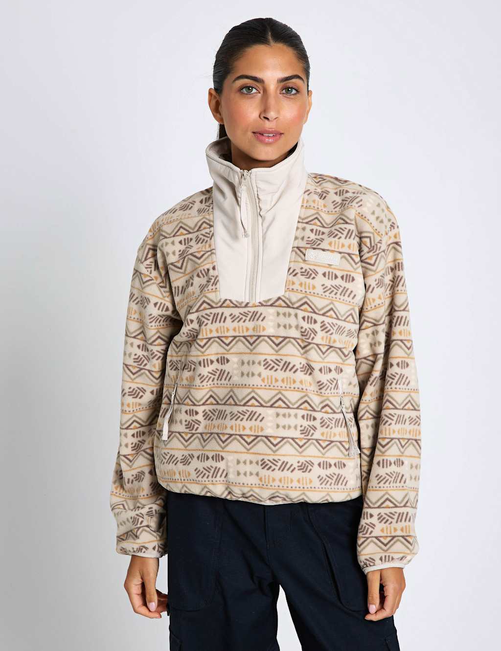 Columbia Sequoia Grove Printed Half Zip Fleece Beige Mix