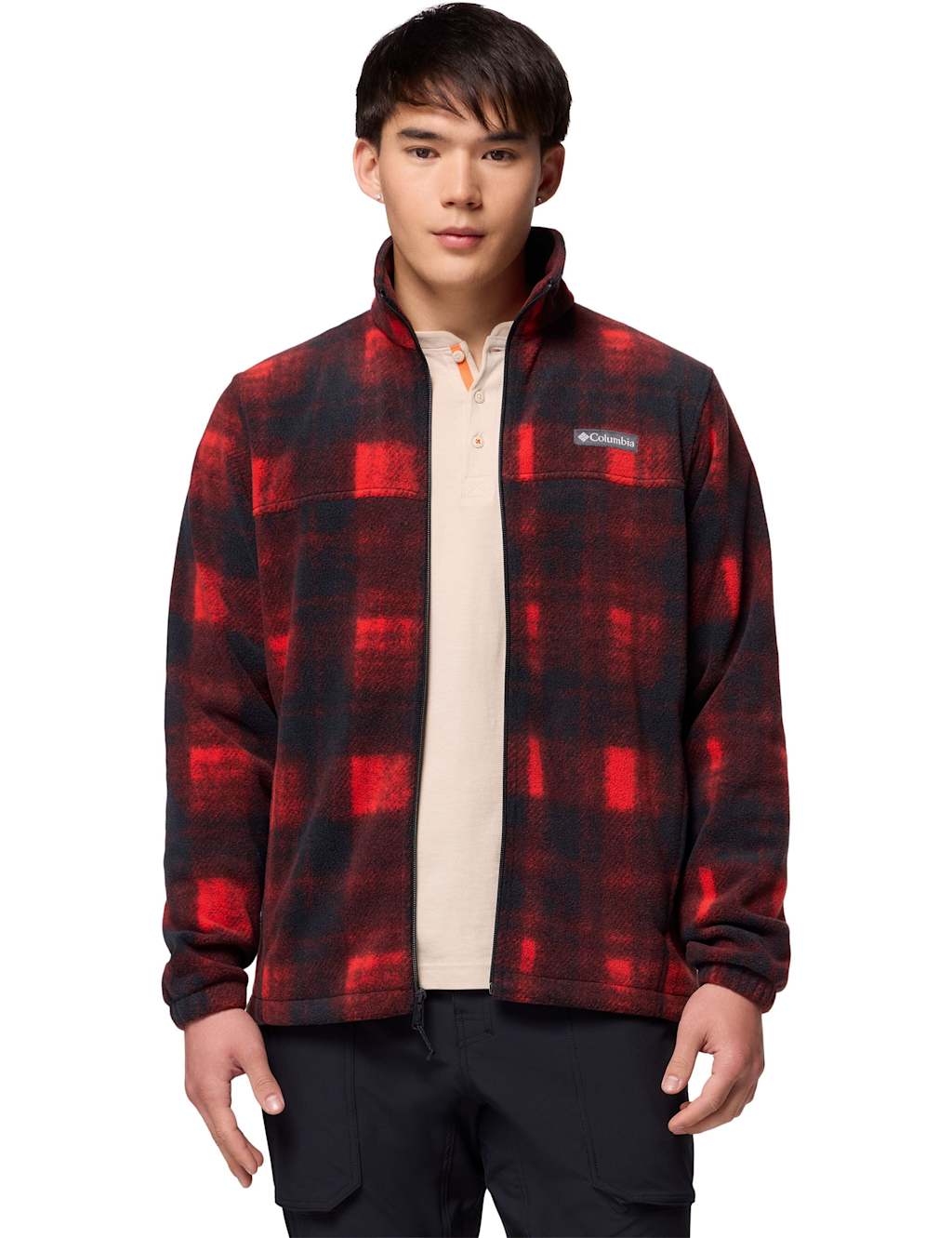 Columbia Steens Mountain Checked Fleece Jacket Red Mix