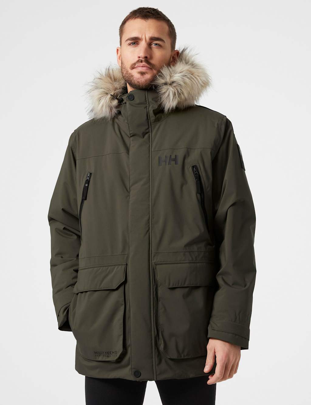 Helly Hansen Waterproof Hooded Parka Jacket Khaki