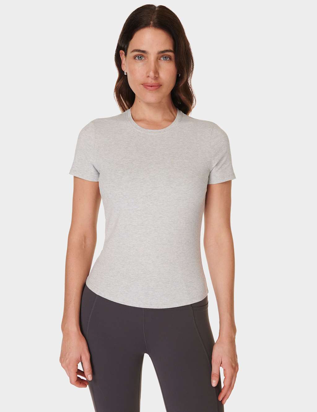 Sweaty Betty Essential Sculpt Cotton Rich T-Shirt Grey