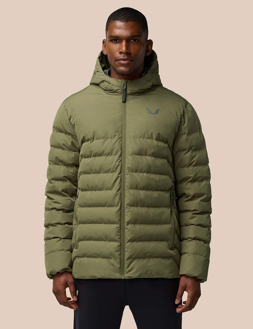 Castore Men's Lightweight Water Resistant Puffer Jacket - Khaki, Khaki