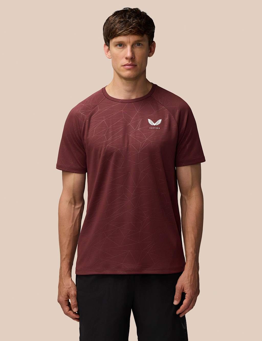 Castore Geometric Print Crew Neck Training T-Shirt Plum