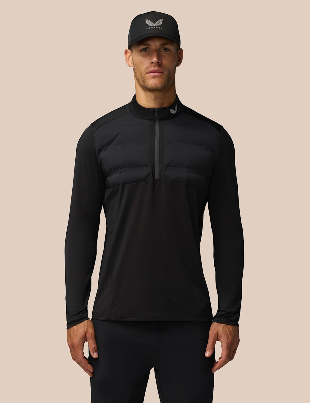 Castore Hybrid Half Zip Long Sleeve Top Black
