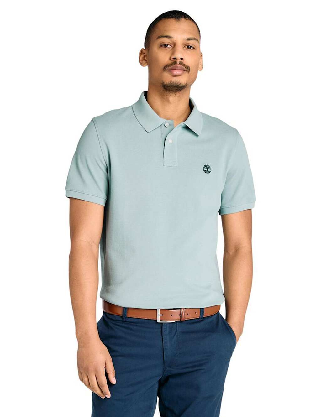 Timberland Pure Cotton Pique Polo Shirt Blue