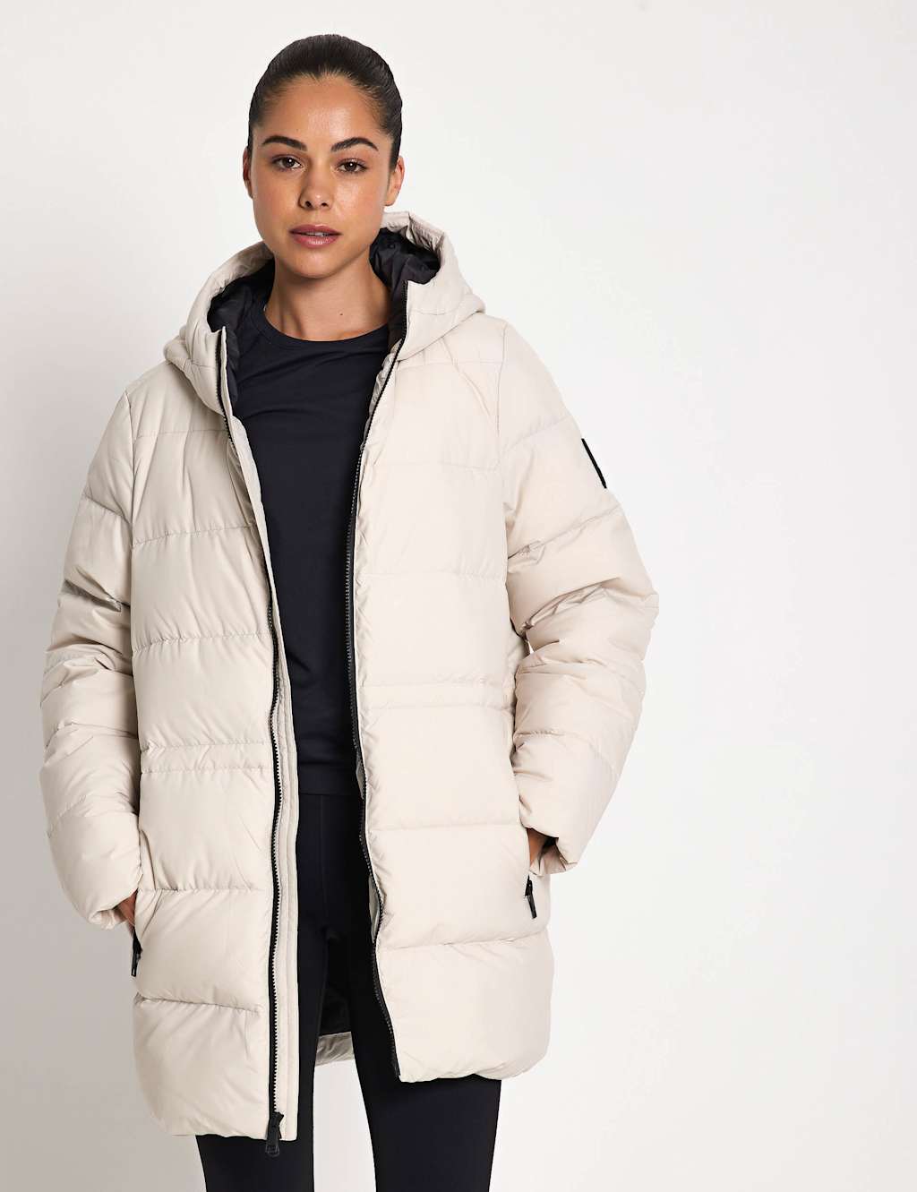 Jack Wolfskin Frozen Palace Hooded Longline Puffer Jacket Ivory