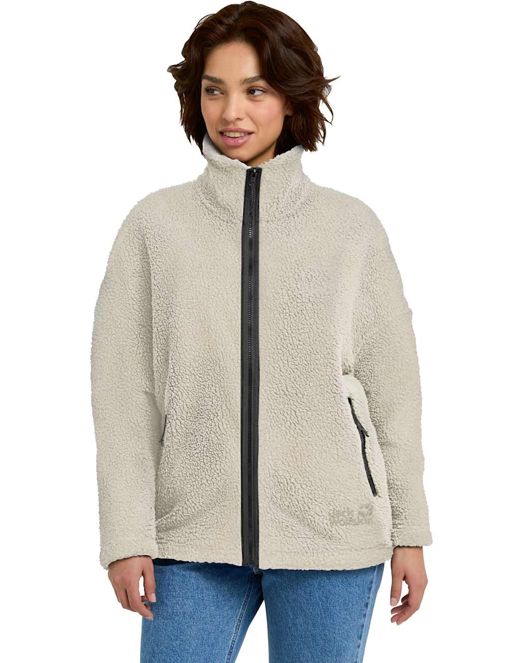 Jack Wolfskin Stone Lite High Neck Relaxed Fleece Jacket Ivory