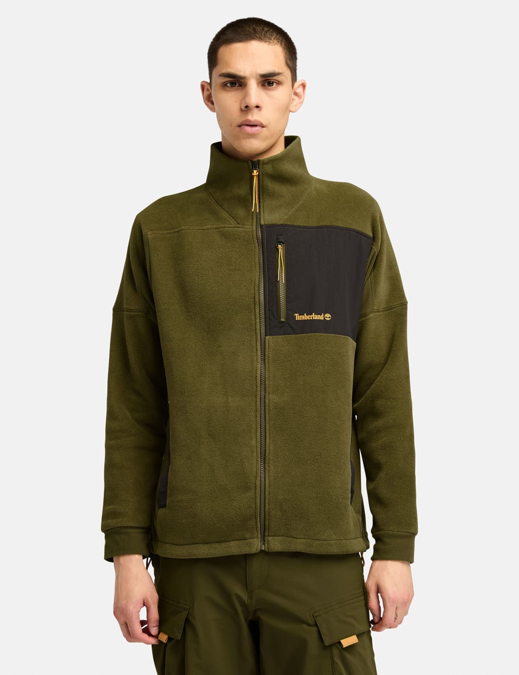 Mix Media Polartec Fleece Zip Up Jacket