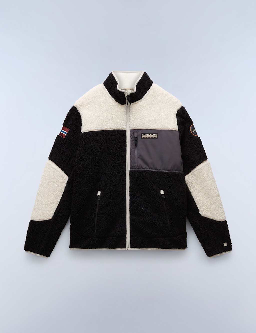 Napapijri Yupik Zip Up Funnel Neck Fleece Jacket Black Mix