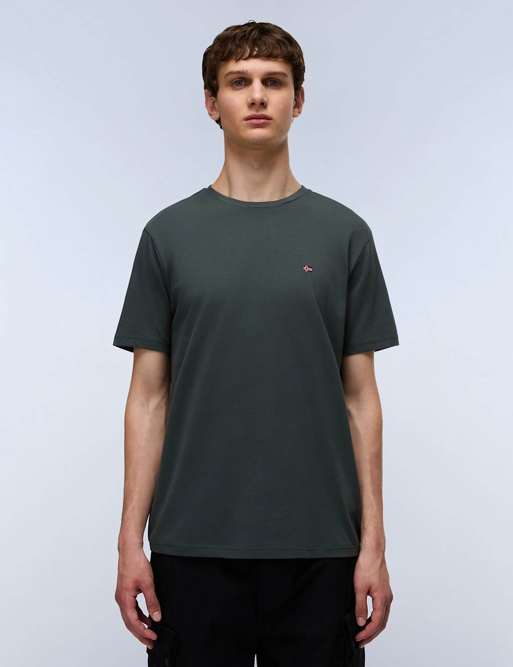 Napapijri Men's Pure Cotton Crew Neck T-Shirt - M - Charcoal - Available at M&S