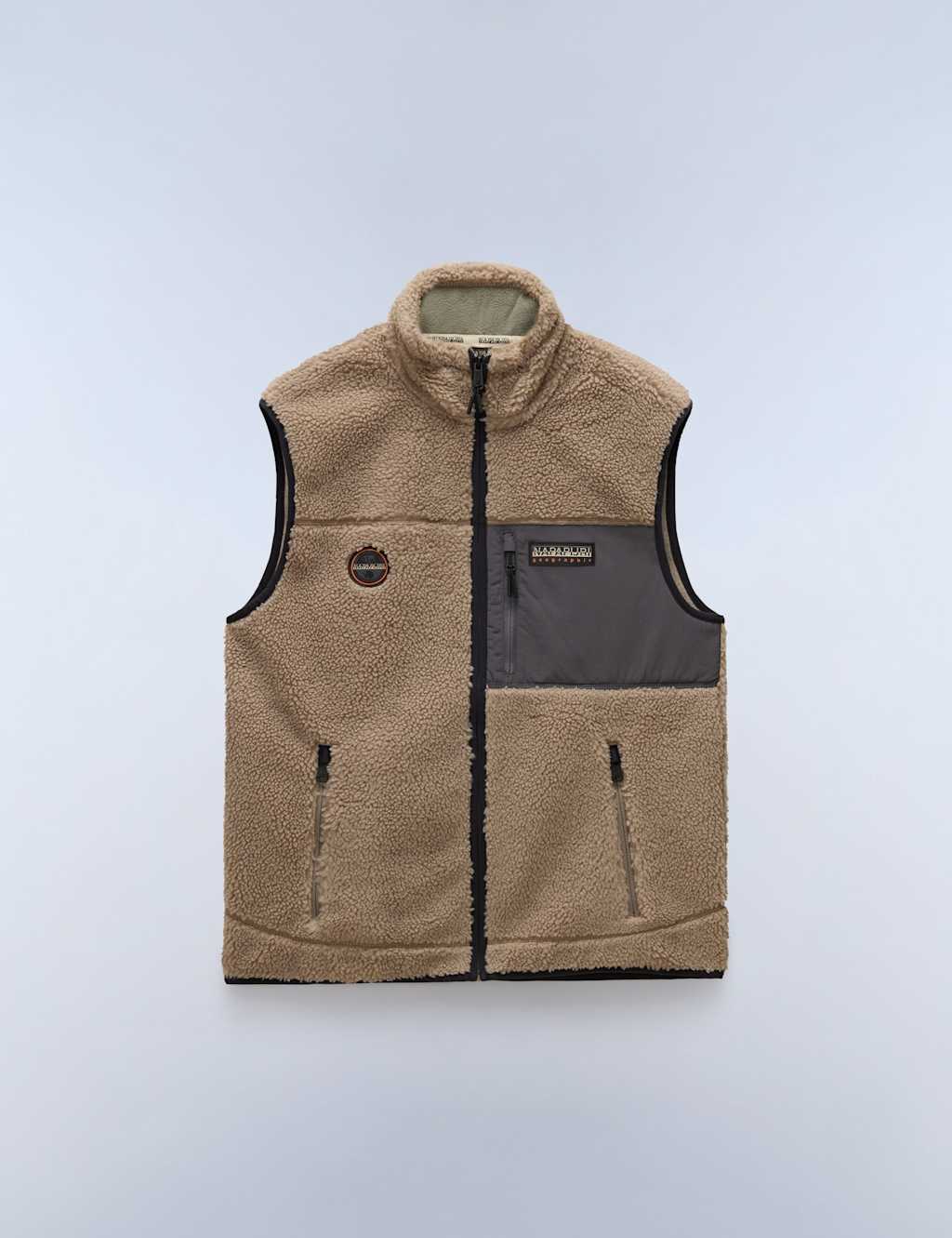 Napapijri Fleece Funnel Neck Gilet Khaki Mix